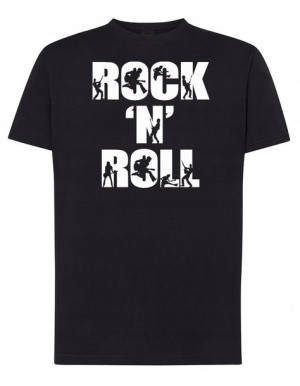 T-Shirt męski nadruk napis Rock’n Roll r.5XL