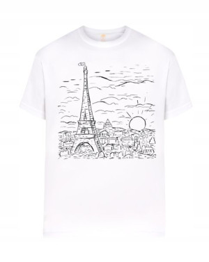 T-shirt Męski Nadruk Paryż Wieża Eiffla Rozm. M