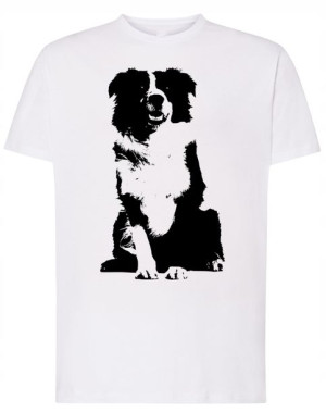 T-Shirt męski nadruk pies Border Collie r.M