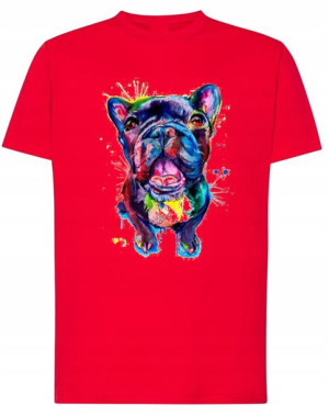 T-Shirt męski nadruk pies piesek Bulldog r.S