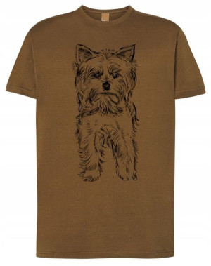 T-Shirt męski nadruk pies Yorkshire terrier r.XS