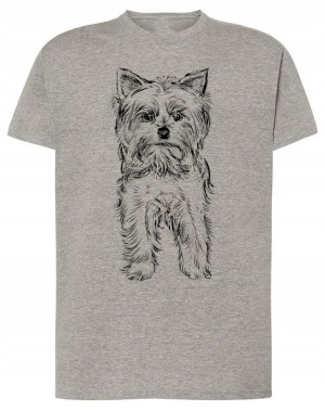 T-Shirt męski nadruk pies Yorkshire terrier r.XS