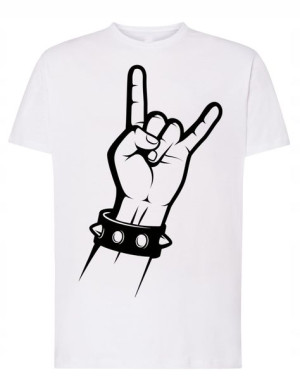 T-Shirt męski nadruk ręka znak Rock’n Roll r.5XL