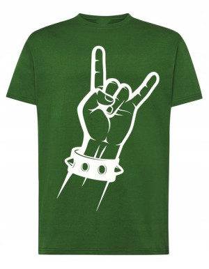 T-Shirt męski nadruk ręka znak Rock’n Roll r.M