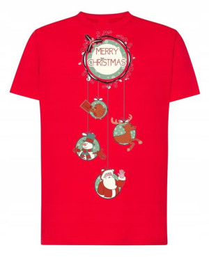 T-Shirt męski nadruk Wesołych Świąt Mikołaj R.3XL