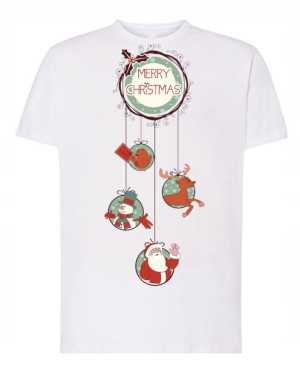 T-Shirt męski nadruk Wesołych Świąt Mikołaj R.5XL