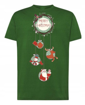 T-Shirt męski nadruk Wesołych Świąt Mikołaj R.5XL