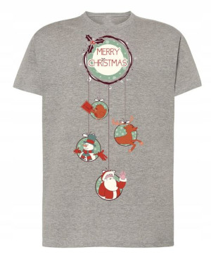 T-Shirt męski nadruk Wesołych Świąt Mikołaj R.5XL