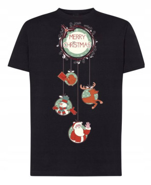 T-Shirt męski nadruk Wesołych Świąt Mikołaj R.XS