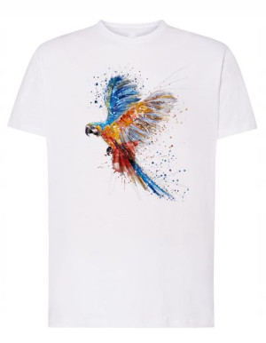 T-Shirt męski nadruk zwierzę Kolorowa PAPUGA r.L