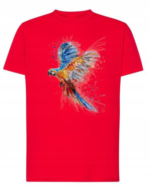 T-Shirt męski nadruk zwierzę Kolorowa PAPUGA r.M