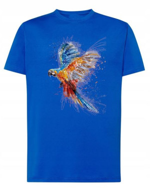 T-Shirt męski nadruk zwierzę Kolorowa PAPUGA r.XL