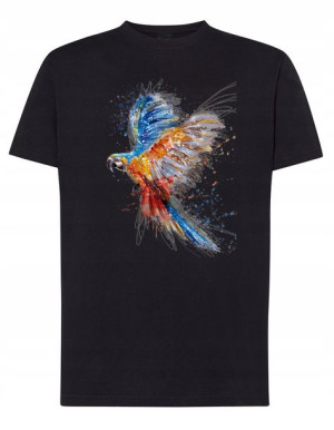 T-Shirt męski nadruk zwierzę Kolorowa PAPUGA r.XL