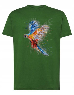 T-Shirt męski nadruk zwierzę Kolorowa PAPUGA r.XS