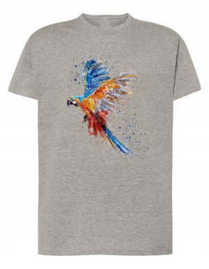 T-Shirt męski nadruk zwierzę Kolorowa PAPUGA r.XXL