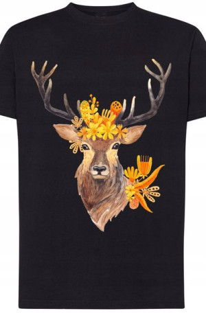 T-shirt Męski Piękny Jeleń Modny Nadruk Rozm.3XL