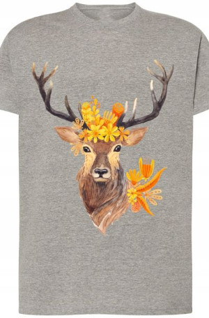 T-shirt Męski Piękny Jeleń Modny Nadruk Rozm.L