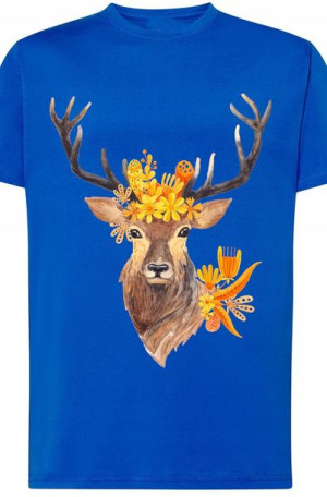 T-shirt Męski Piękny Jeleń Modny Nadruk Rozm.S