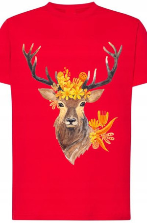 T-shirt Męski Piękny Jeleń Modny Nadruk Rozm.S