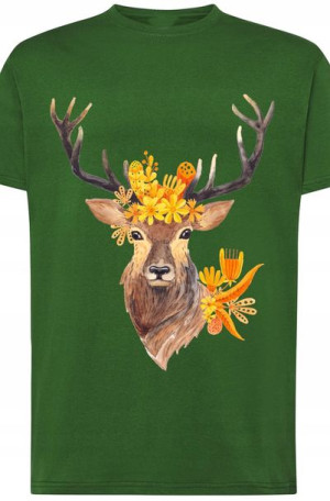 T-shirt Męski Piękny Jeleń Modny Nadruk Rozm.XL
