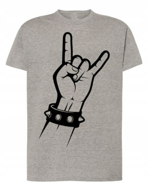 T-Shirt męski nadruk ręka znak Rock’n Roll r.4XL