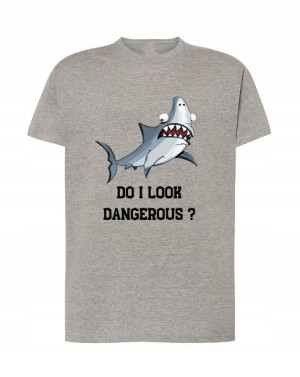 T-Shirt męski nadruk śmieszny rekin Rozm.XL