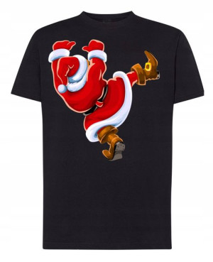 T-Shirt męski nadruk Spadający Mikołaj R.XS