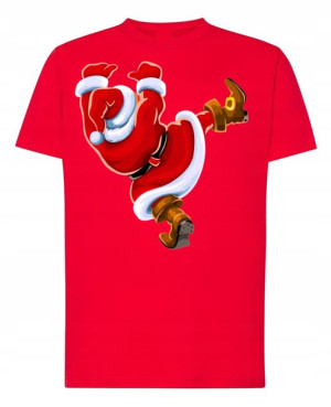 T-Shirt męski nadruk Spadający Mikołaj R.XXL