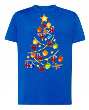 T-Shirt męski nadruk świąteczny choinka R.S