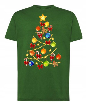 T-Shirt męski nadruk świąteczny choinka R.XXL
