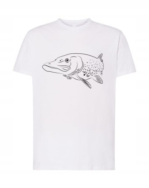 T-shirt Męski Nadruk Szczupak Wędkarz Rozm. Xxl