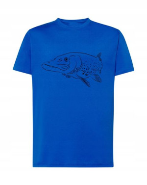 T-shirt Męski Nadruk Szczupak Wędkarz Rozm.m