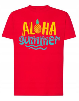 T-Shirt męski wakacyjny nadruk Aloha Summer r.L