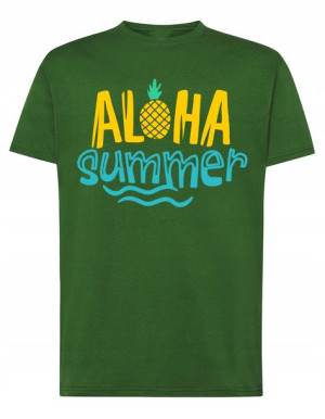 T-Shirt męski wakacyjny nadruk Aloha Summer r.S