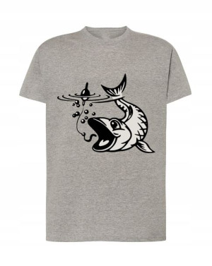 T-shirt Męski Wędkarski Nadruk Ryba R. 5xl