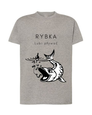 T-shirt Męski Wędkarski Rybka Lubi Pływać R. Xl