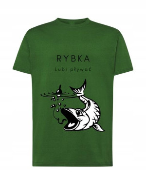 T-shirt Męski Wędkarski Rybka Lubi Pływać R. Xs