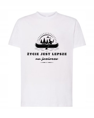 T-SHIRT MĘSKI WĘDKARSKI Życie na jeziorze rozm 3XL
