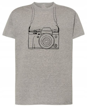 T-Shirt minimalizm nadruk Aparat Line Art r.5XL