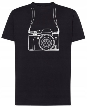 T-Shirt minimalizm nadruk Aparat Line Art r.XS