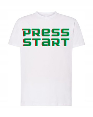 T-Shirt modny nadruk Press Start Rozm.L