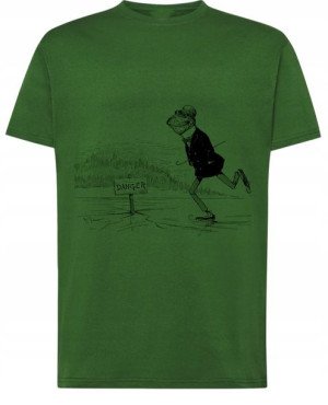 T-Shirt modny nadruk Żaba na łyżwach r.5XL