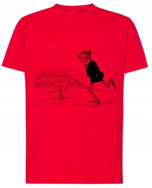 T-Shirt modny nadruk Żaba na łyżwach r.M