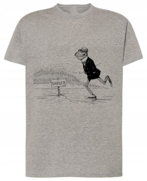 T-Shirt modny nadruk Żaba na łyżwach r.XL