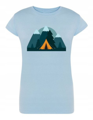 T-Shirt nadruk Góry Kemping Namiot Rozm.L