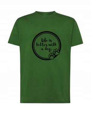 T-Shirt nadruk Life is better with a dog Rozm.4XL