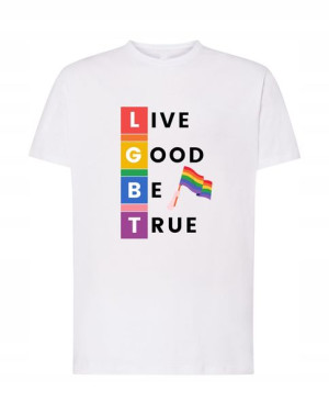 T-Shirt nadruk Live Good Be True LGBT Rozm.L