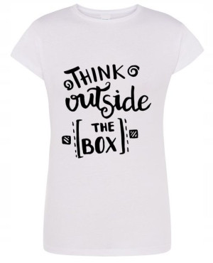 T-Shirt napisy nadruk Think outside r.XL