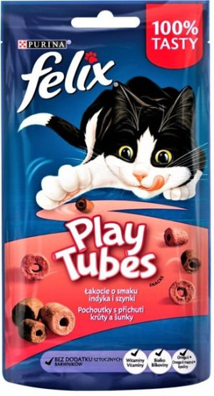 Sucha Karma FELIX PLAY TUBES przekąska dla kota Szynka Indyk 50g