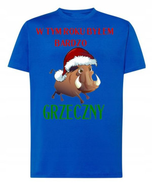 T-Shirt świąteczny nadruk Byłem Grzeczny Dzik 3XL